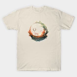 Summer Ending deer moon scenery T-Shirt